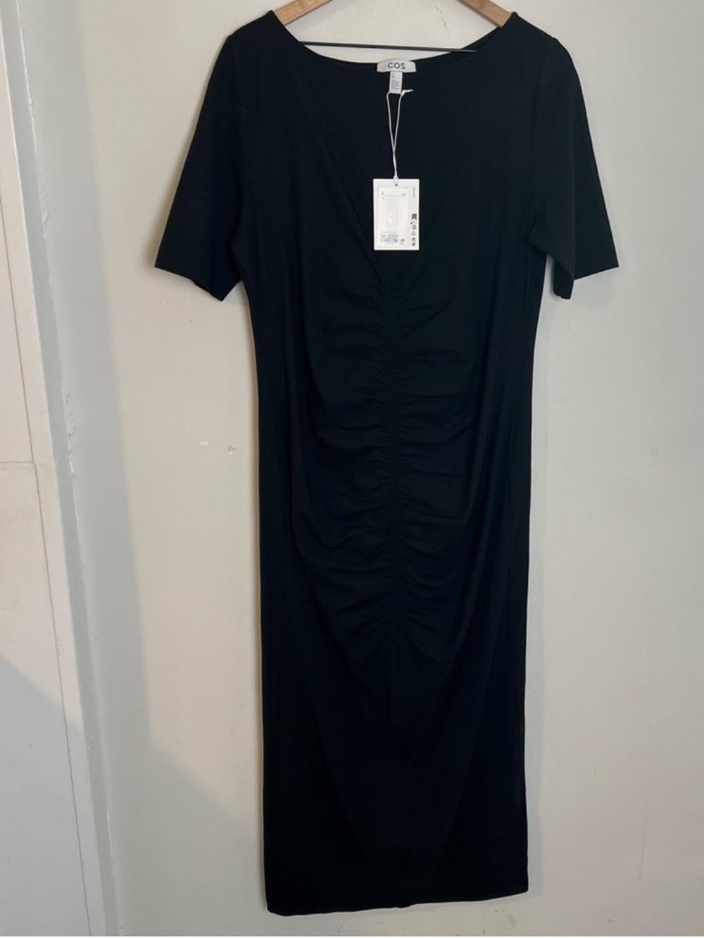 COS Black Ruched Front Maxi Dress, Size L -NWT - Picture 4 of 9